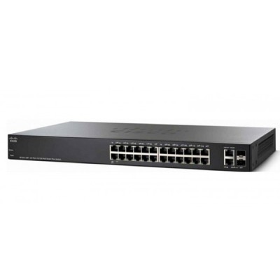 Cisco SF250-24 Switch 24-Port 10/100 Smart Managed, 2 Port Gigabit copper/SFP combo + 2 Port SFP, Spanning Tree/Link Aggregation/VLAN Support, Rack Mount