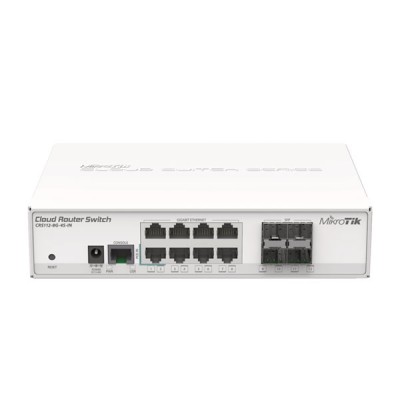 MikroTik CRS112-8G-4S-IN Cloud Router Switch 8-Port Gigabit Ethernet + 4-Port SFP (1G), MikroTik RouterOS Level5 license, Rack-Mount kit (Included)