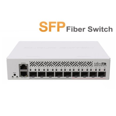 MikroTik CRS310-1G-5S-4S+IN SFP Cloud Router Layer-3 Switch, 5-Port 1G SFP + 4-Port 10G SFP+, + 1 Port RJ45, MikroTik RouterOS v7 / SwitchOS, License level 5, Rack-Mount kit (Included)
