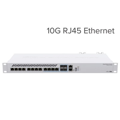 MikroTik CRS312-4C+8XG-RM 8-Ports 10G RJ45 Ethernet and 4 Combo 10G Ethernet/ SFP+ ports, Cloud Router Switch + MikroTik RouterOS or SwitchOS, License level 5, Rack-Mount kit (Included)