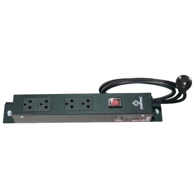 19" GERMANY G7-00004B AC Power Distribution 4 Universal Outlet w/Cable 1.8 M. & Surge Protection, Black