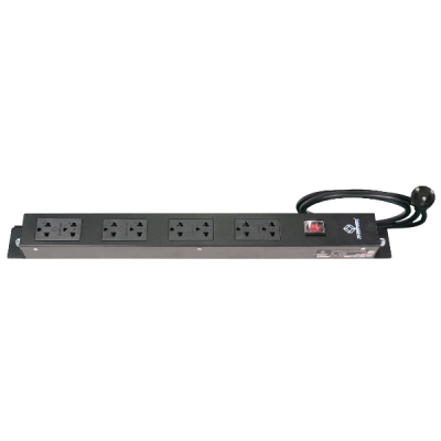 19" GERMANY G7-00008B AC Power Distribution 8 Universal Outlet w/Cable 3 M. & Surge Protection, Black