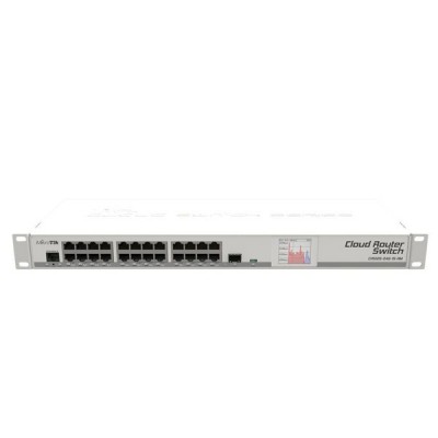 MikroTik CRS125-24G-1S-RM Cloud Router Switch 24-Port Gigabit Ethernet Layer 3, 1-Port SFP, LCD Status, 1U rackmount, RouterOS L5