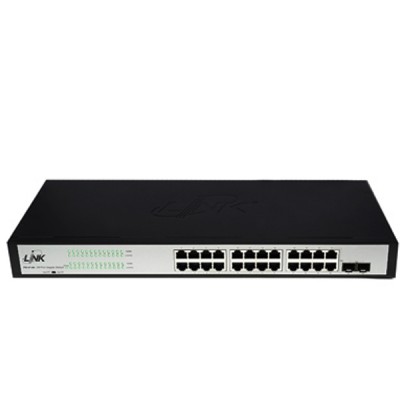 Link PG-2126 24-Port Unmanaged Gigabit Rackmount Switch (10/100/1000Mbps Ethernet), Metal Enclosure