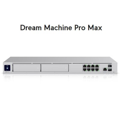 UBiQUiTi Dream Machine Pro Max (UDM-PRO-MAX) All-In-One Enterprise Network Security Gateway  1-Port 10G SFP+, 8-Port RJ45 LAN + 1-Port 10G SFP+, 1-Port 2.5 GbE RJ45 WAN + 2 x 3.5" HDD Bays for NVR Storage (Built-in 128 GB SSD for NVR)