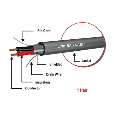Link CB-0324A BAS Twisted Pair Cable, SHIELD 2x24 AWG, 1 PAIR													