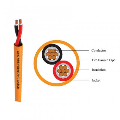 Link CB-0060 FIRE RESISTANT Twisted CABLE, UNSHIELD 2x6.0 mm² 9 AWG, 500m/Roll													