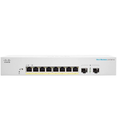 Cisco CBS220-8P-E-2G-EU CBS220 Smart Manage PoE Switch 8-port 10/100/1000Mbps GE, PoE 8 ports 802.3af/at, 2x1G SFP