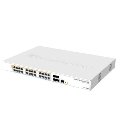 MikroTik CRS328-24P-4S+RM 24-Port Gigabit Ethernet + 4-Port SFP+ 10G Gigabit, PoE+ 802.3af/at + 26/53 VDC Passive, PoE Maximum Power 450W, 1U Rackmount