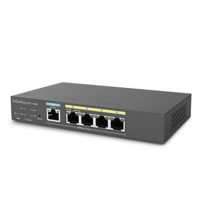EnGenius EXT1105P 4-Port Gigabit PoE+ and 1-Port Gigabit PD PoE Cloud Managed Switch Extender, Total PoE Budget Up to 60w